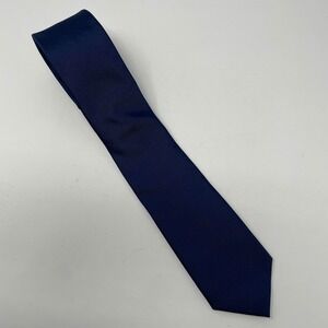 Chaps Mens Navy Blue Solid Ribbed Texture Classic Necktie Poly Career Dress Tie